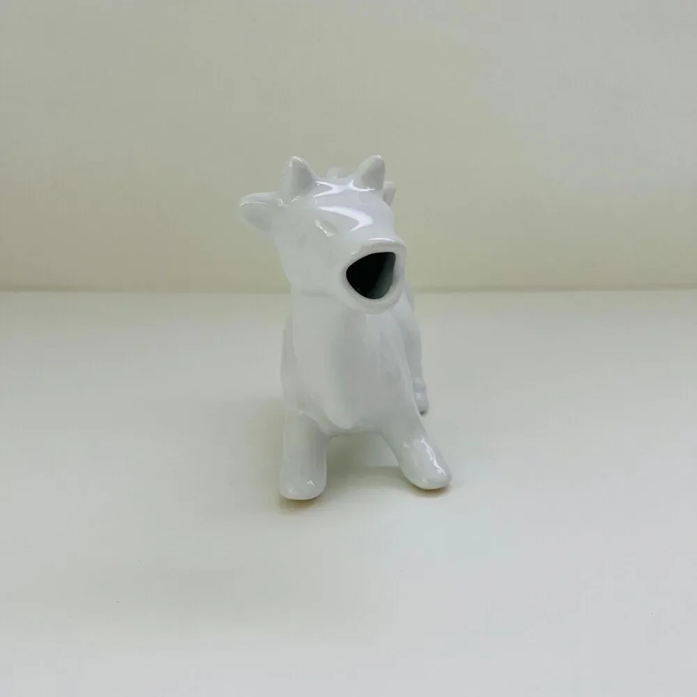 White Ceramic Cow Shaped Milk Cream Serving Pitcher Creamer